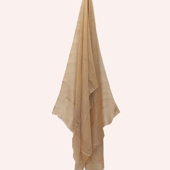 Crystal Embedded Pastel Colour Woolen Silk Scarves - Picture 9 of 16